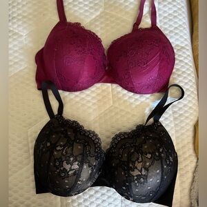 Maidenform bra 36D set of 2 
1 black lace 1 wine lace